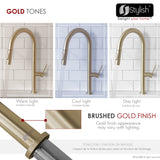 Catania Single Handle Brushed Gold Pull Down Kitchen Faucet