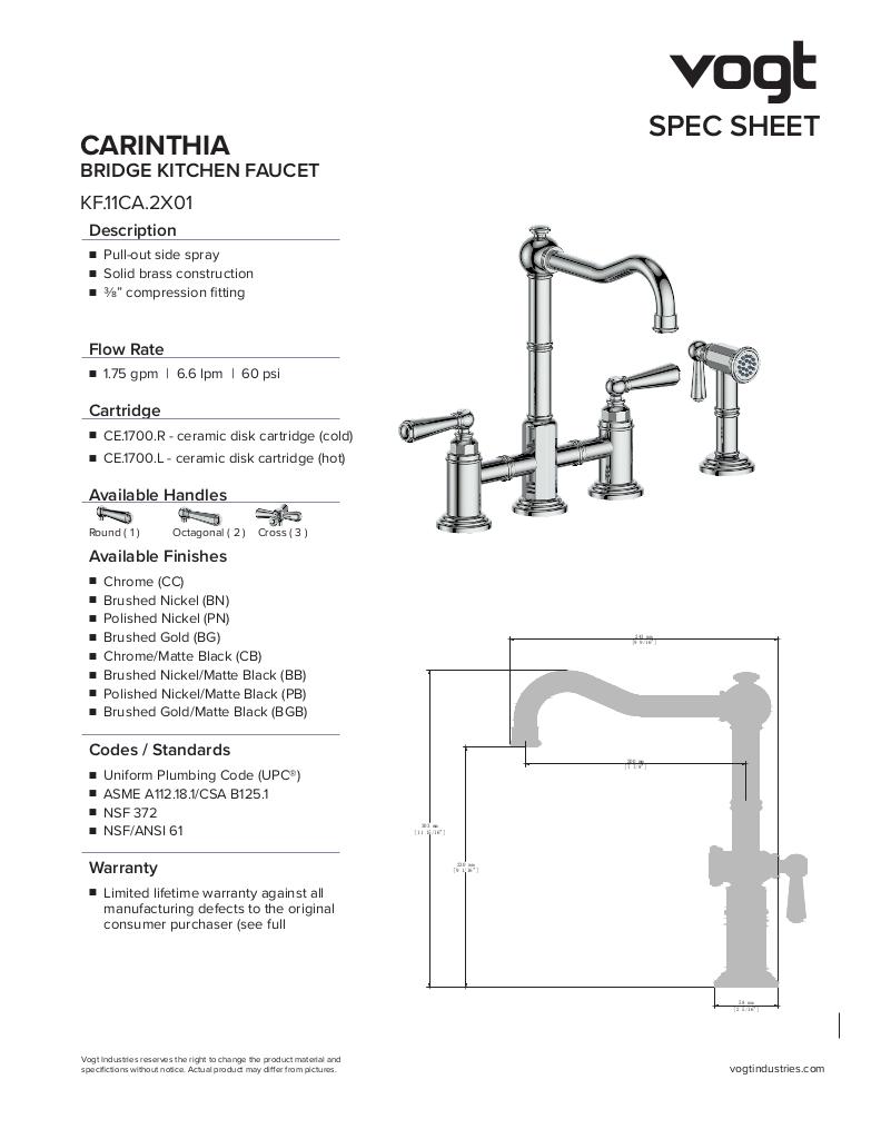 CARINTHIA BRIDGE KITCHEN FAUCET WITH SIDE SPRAY