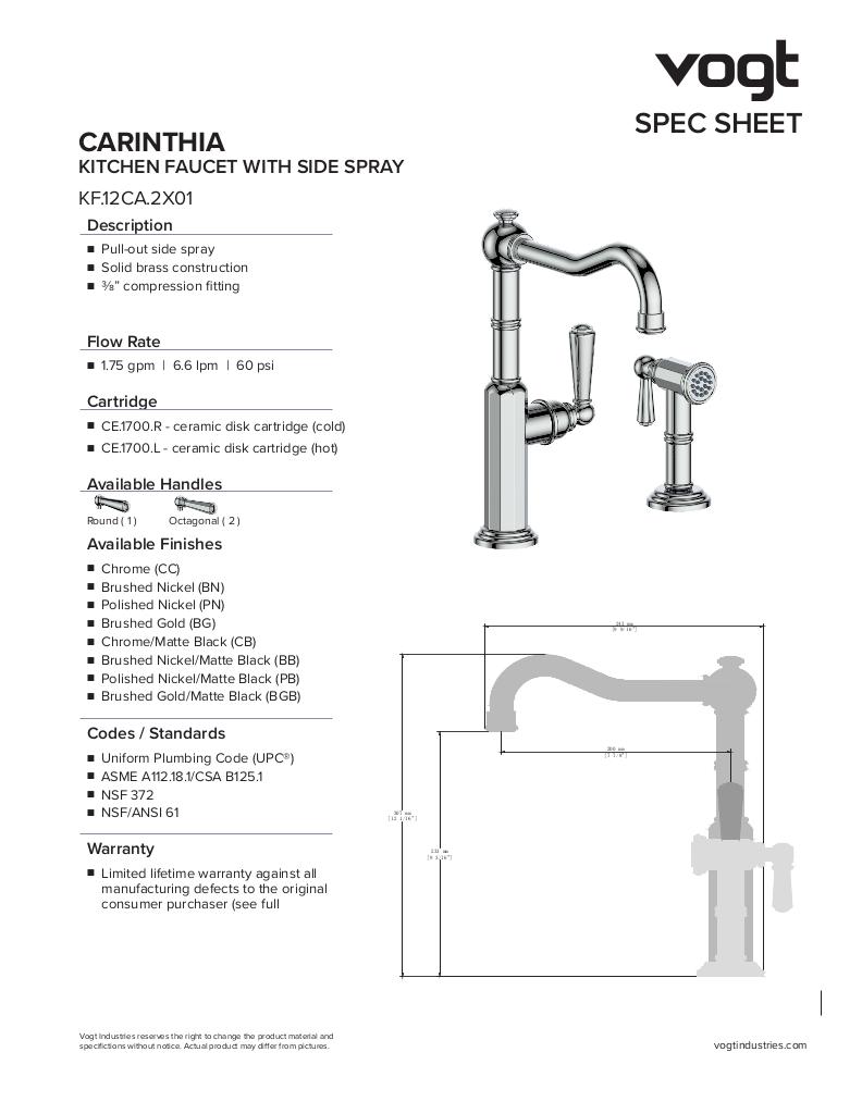 CARINTHIA KITCHEN FAUCET WITH SIDE SPRAY