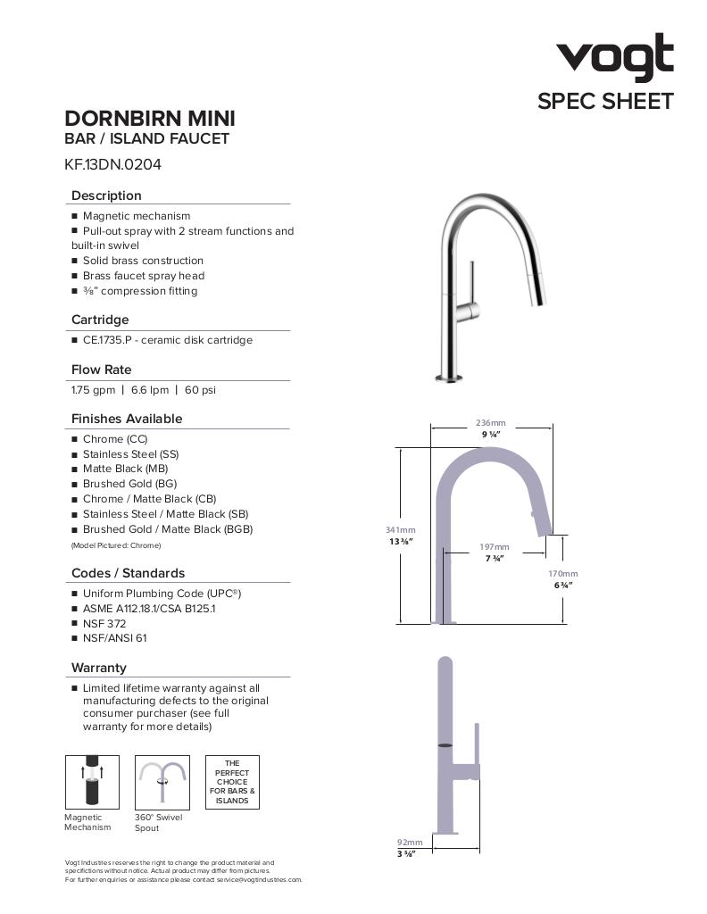 DORNBIRN 13" BAR/PREP FAUCET