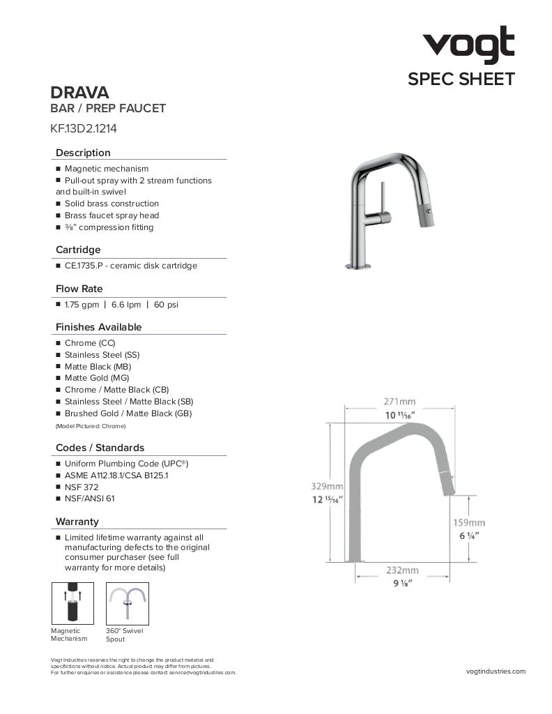 DRAVA 13" BAR/PREP FAUCET
