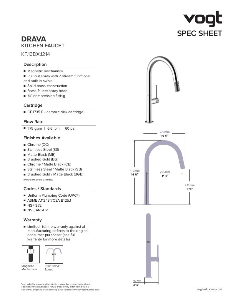DRAVA 16" KITCHEN FAUCET