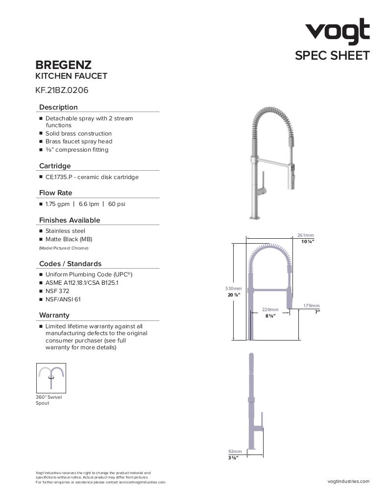 BREGENZ KITCHEN FAUCET