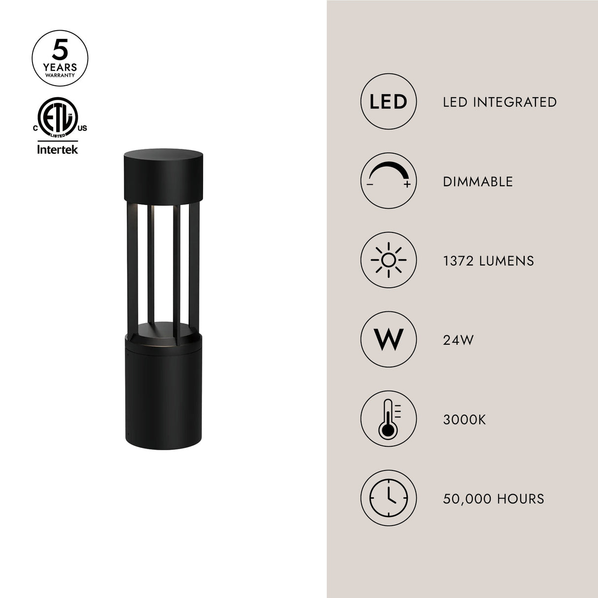 Kuzco Knox 24-in Exterior Bollard