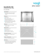 SALZBURG 16R - 23"x18"x10" WITH STRAINER AND BOTTOM GRID