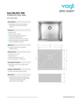 SALZBURG 18R - 23"x18"x9" WITH STRAINER AND BOTTOM GRID
