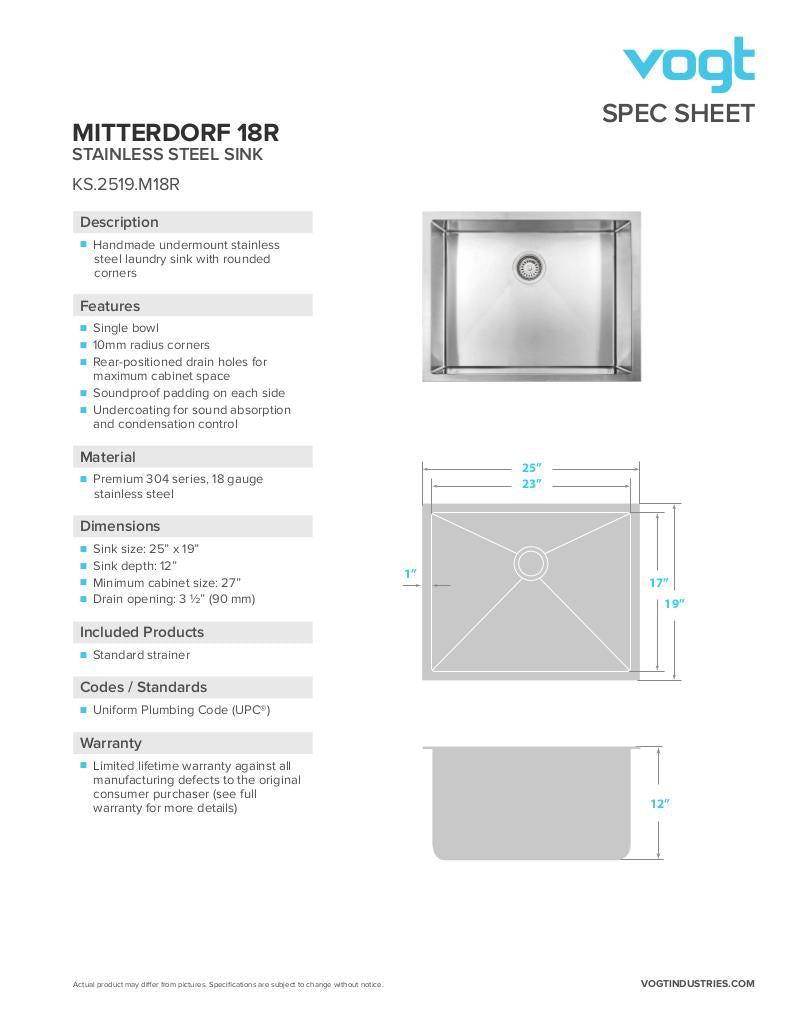 MITTERDORF 18R - 25"x19"x12" WITH STRAINER