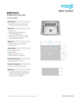 BREITACH - 25"x22"x8" WITH STRAINER