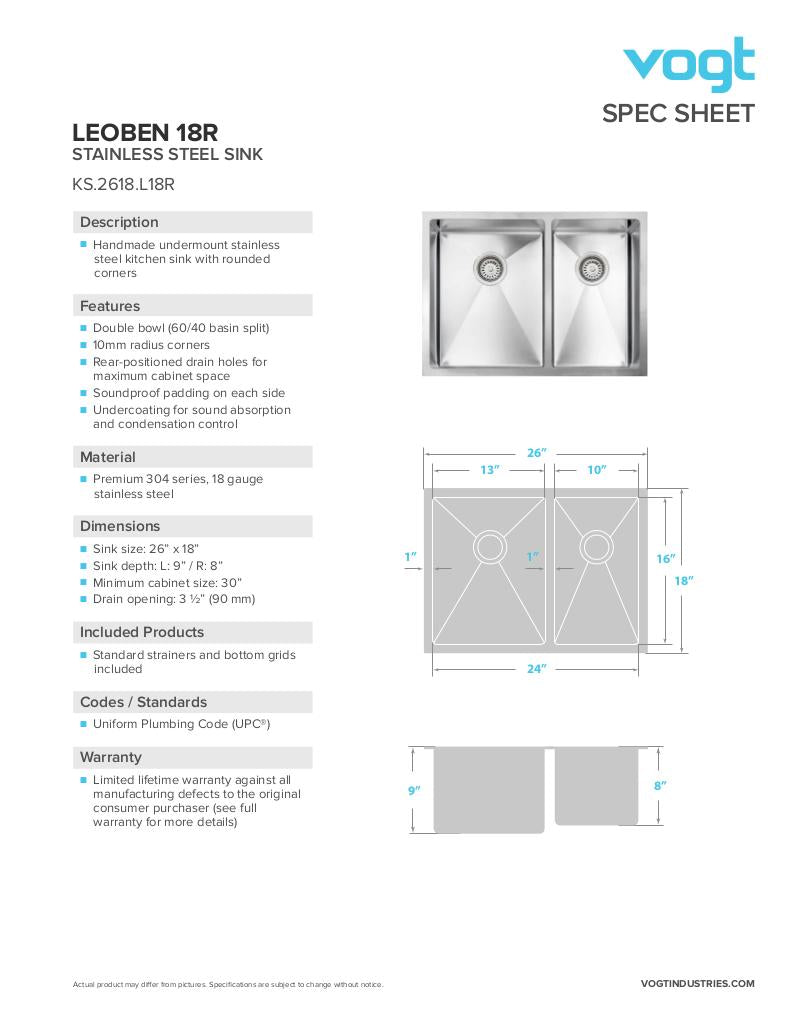 LEOBEN 18R - 26"x18"x9"(8") WITH STRAINERS