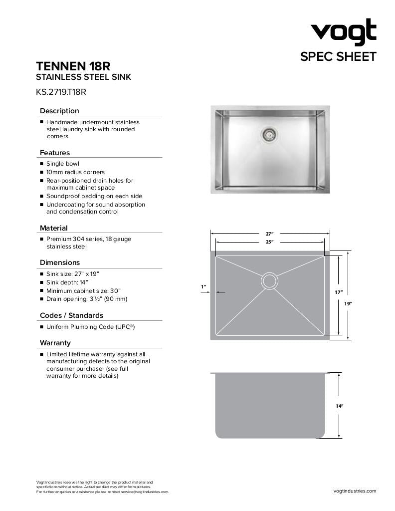 TENNEN 18R - 27"x19"x14" WITH STRAINER