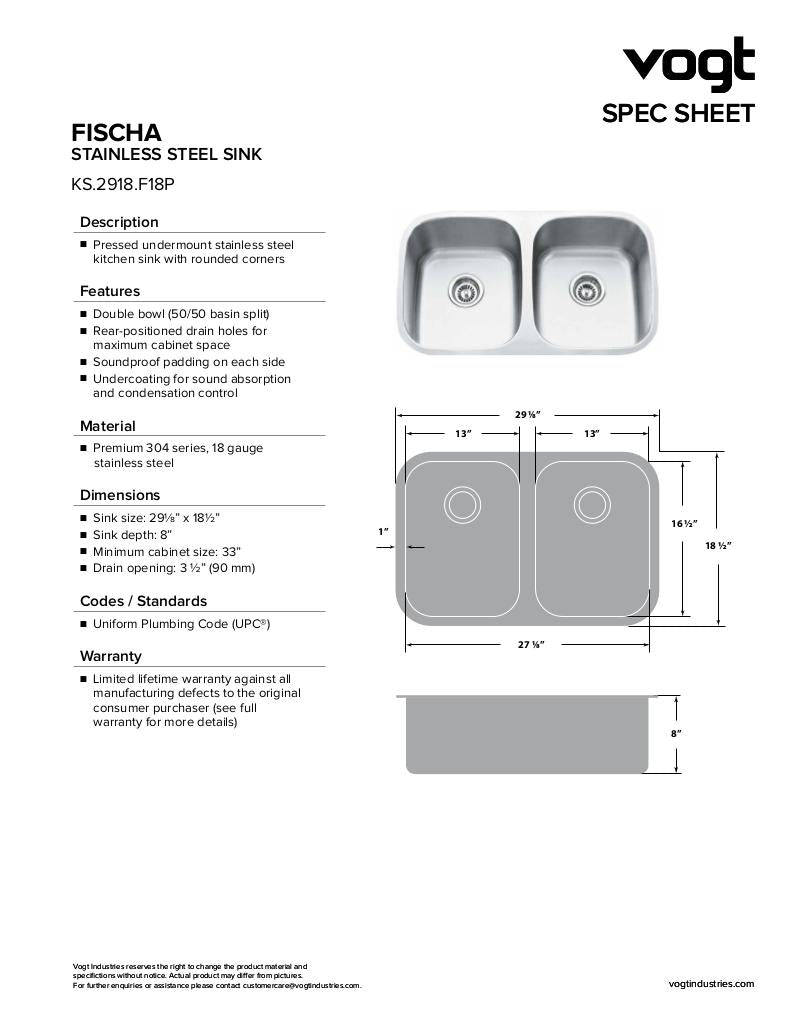 FISCHA - 29-1/8"x18-1/2"x8" WITH STRAINERS