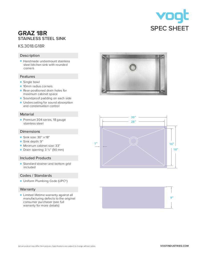 GRAZ 18R - 30"x18"x9" WITH STRAINER AND BOTTOM GRID
