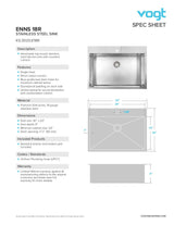 ENNS 18R - 30"x20"x9" WITH STRAINER AND BOTTOM GRID