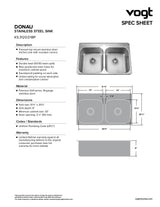 DONAU - 31-3/8"x20-1/2"x8" WITH STRAINERS