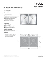 BLUDENZ 18R LOW DIVIDE - 32"x18"x9" WITH STRAINERS AND BOTTOM GRIDS