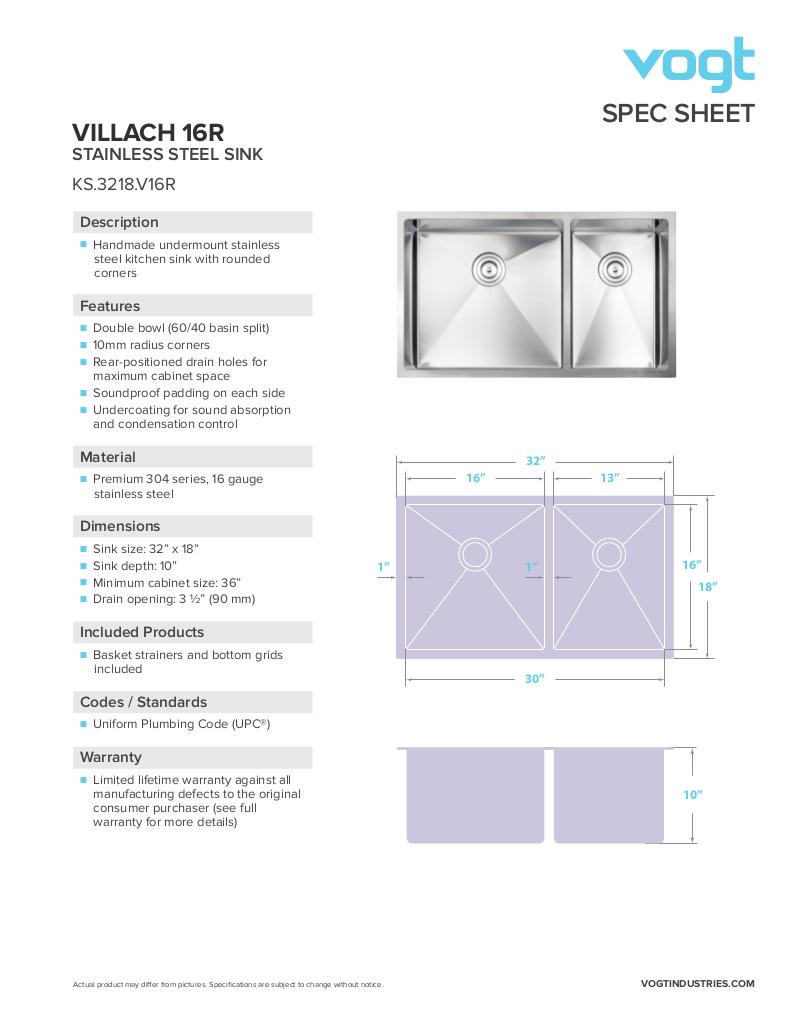 VILLACH 16R - 32"x18"x10" WITH STRAINERS AND BOTTOM GRIDS
