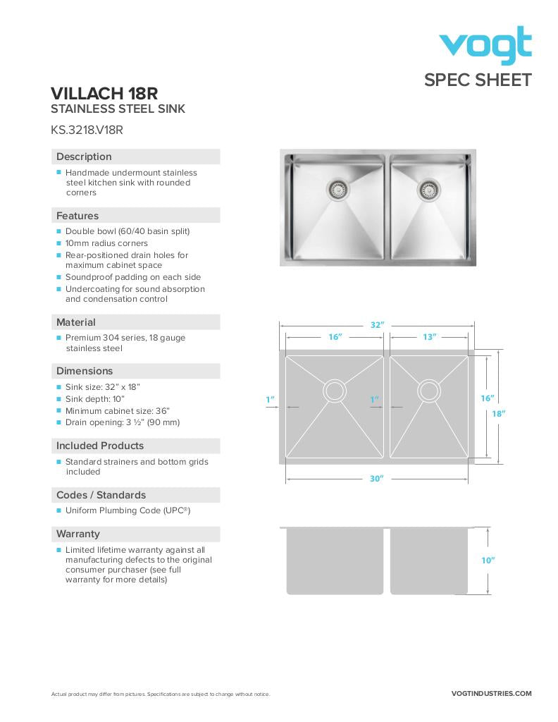 VILLACH 18R - 32"x18"x10" WITH STRAINERS AND BOTTOM GRIDS