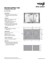 POLTEN DOPPELT 16R - 32-7/8"x19-1/2"x10" WITH STRAINERS AND BOTTOM GRIDS