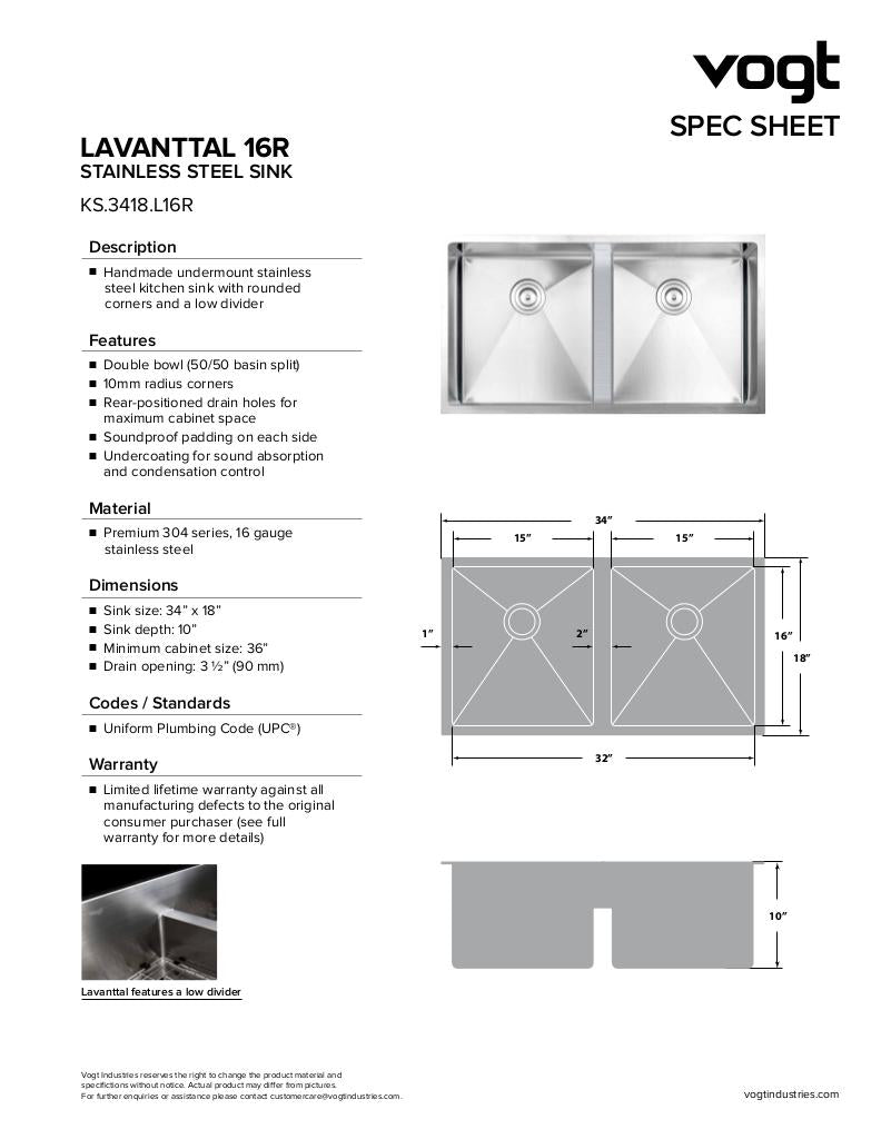 LAVANTTAL 16R - 34"x18"x10" WITH STRAINERS