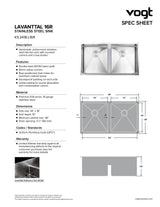 LAVANTTAL 16R - 34"x18"x10" WITH STRAINERS AND BOTTOM GRIDS