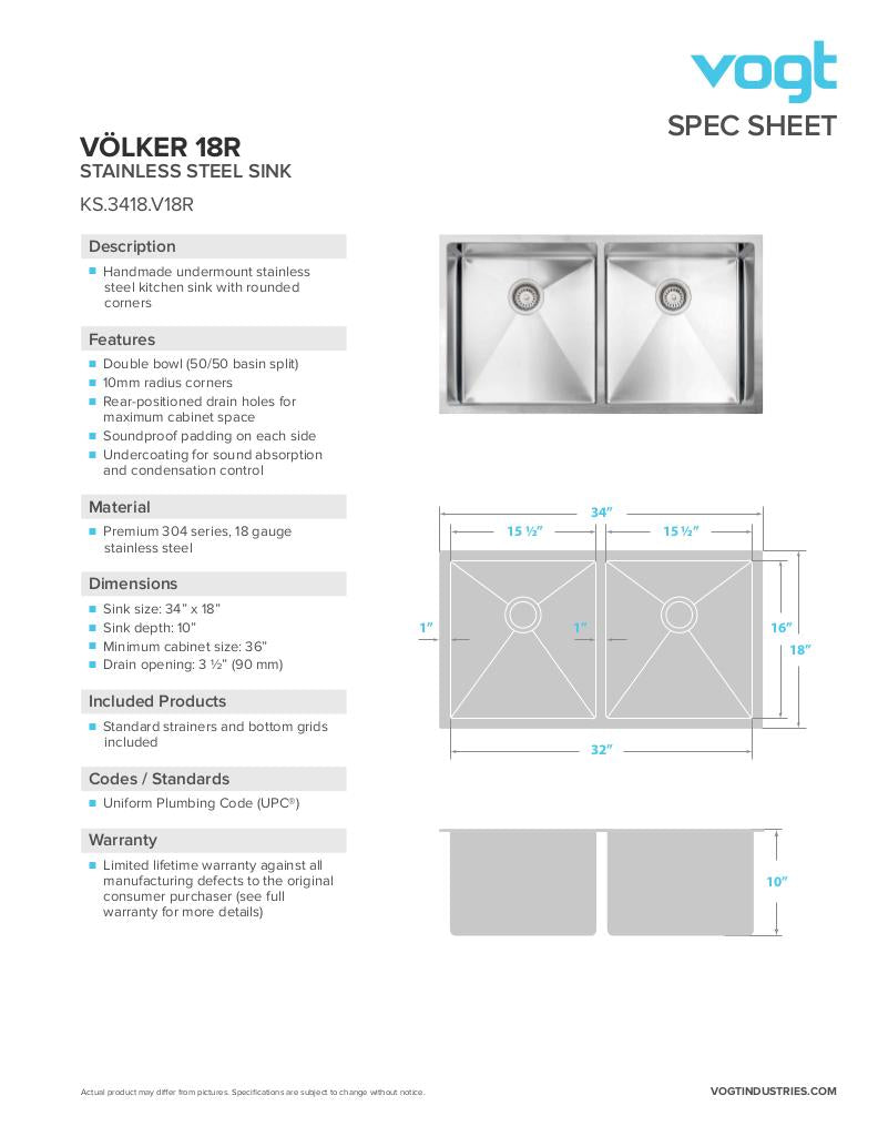 VOLKER 18R - 34"x18"x10" WITH STRAINERS