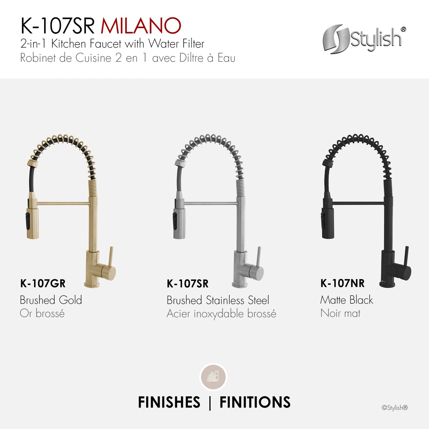 Single Handlepull Down Kitchen Faucet With Water Filter Brush