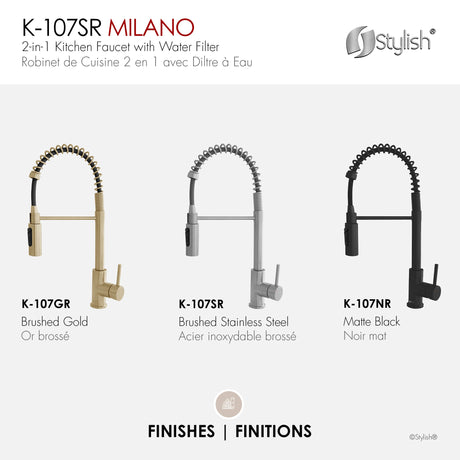 Single Handlepull Down Kitchen Faucet With Water Filter Brush