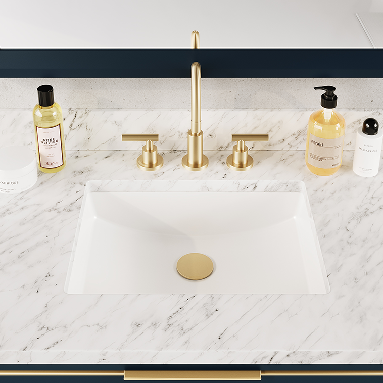 MUSE Undermount Lavatory, 20"<BR>Three Hole Overflow