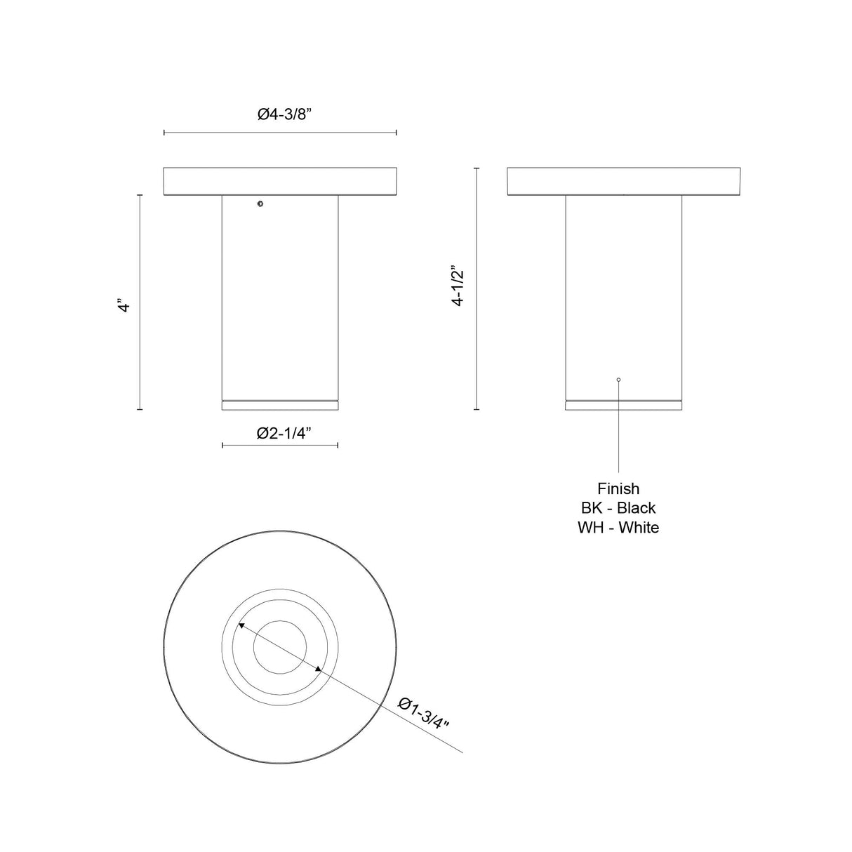Kuzco Architectural Lorna 4-in (2-in Dia.) Ceiling Mount