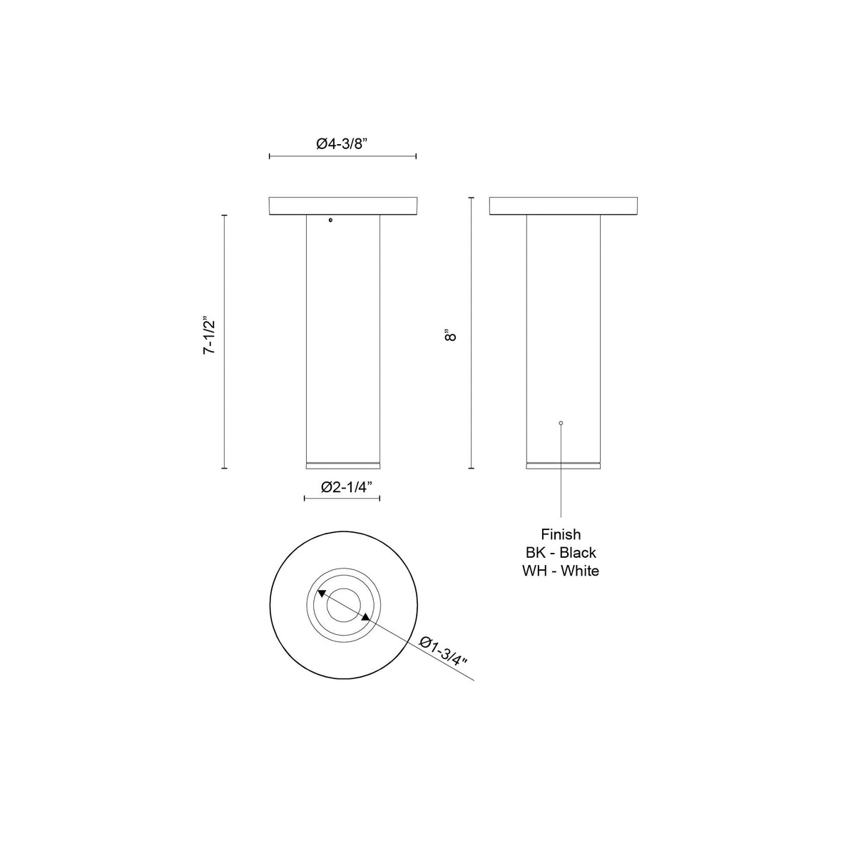 Kuzco Architectural Lorna 8-in (2-in Dia.) Ceiling Mount