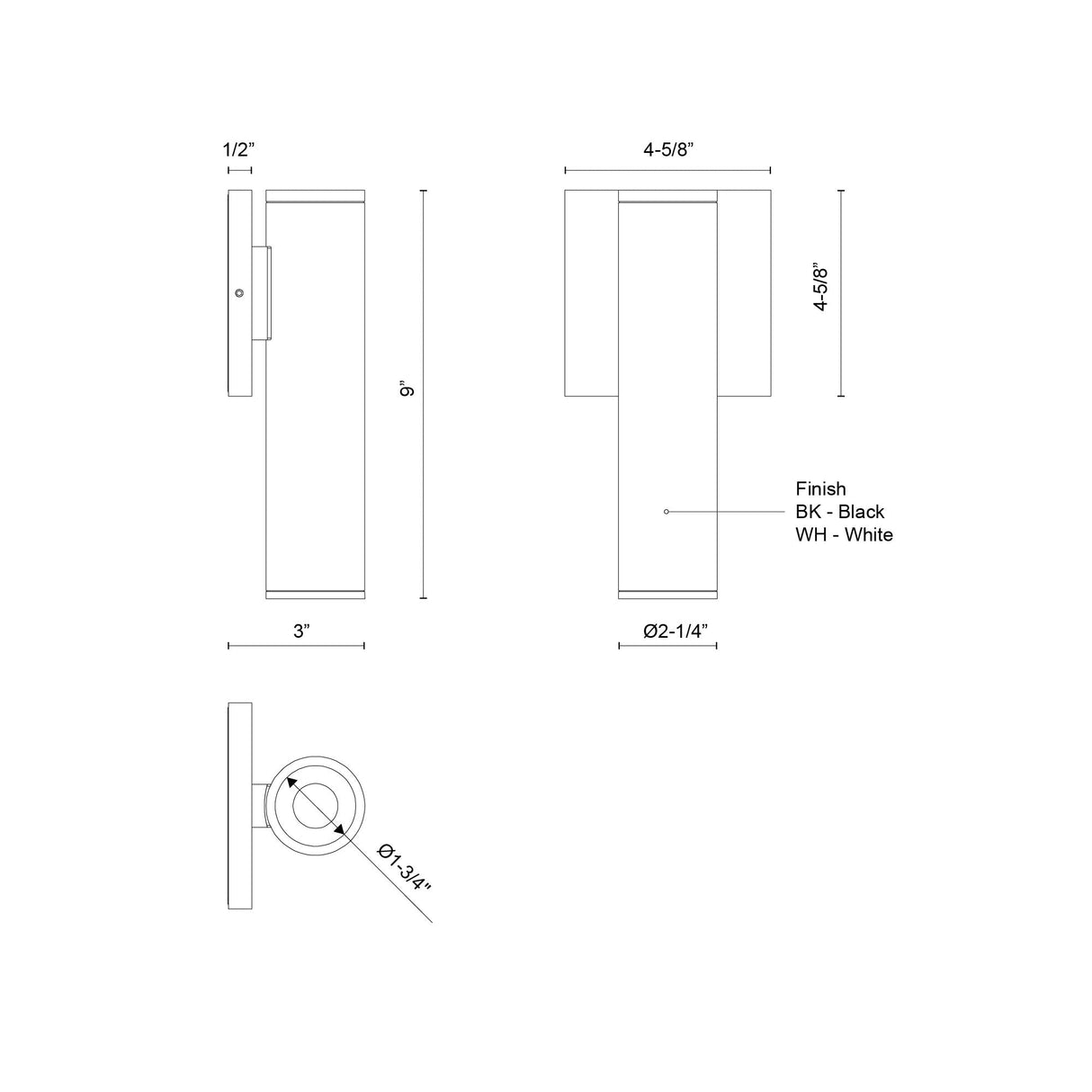 Kuzco Architectural Lorna 9-in (2-in Dia.) Exterior Wall Sconce