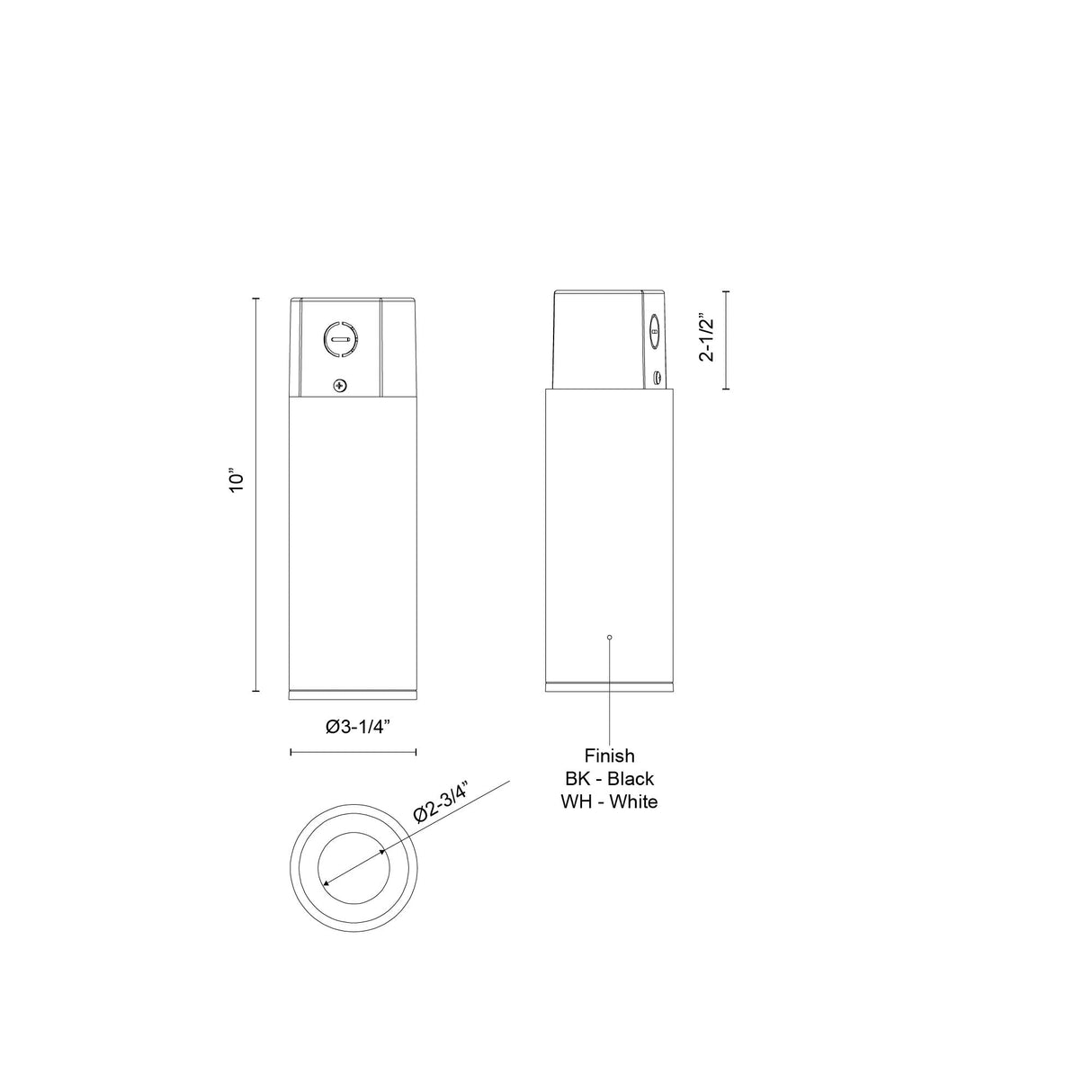 Kuzco Architectural Lorna 10-in (3-in Dia.) Concrete Ceiling Mount