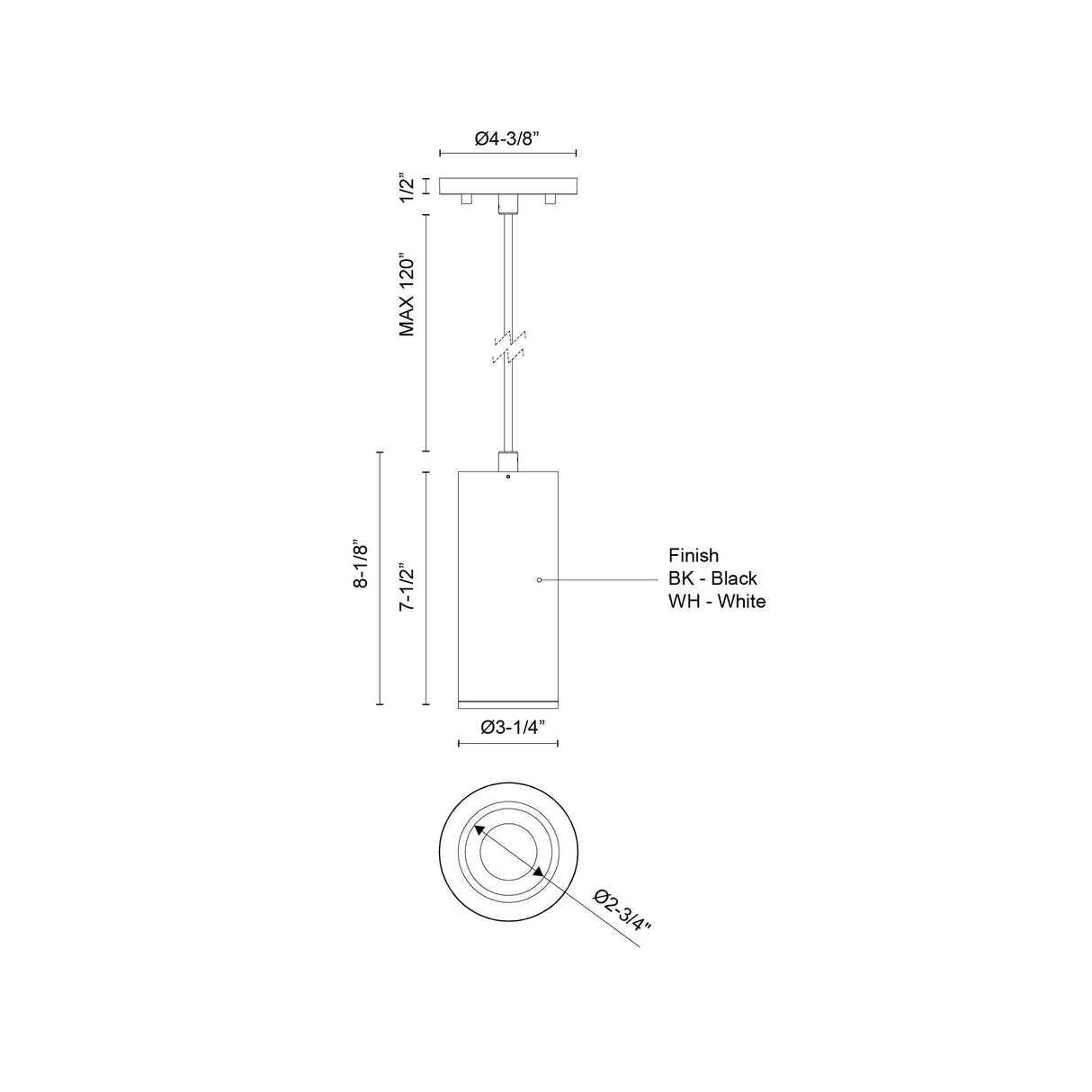 Kuzco Architectural Lorna 8-in (3-in Dia.) Pendant
