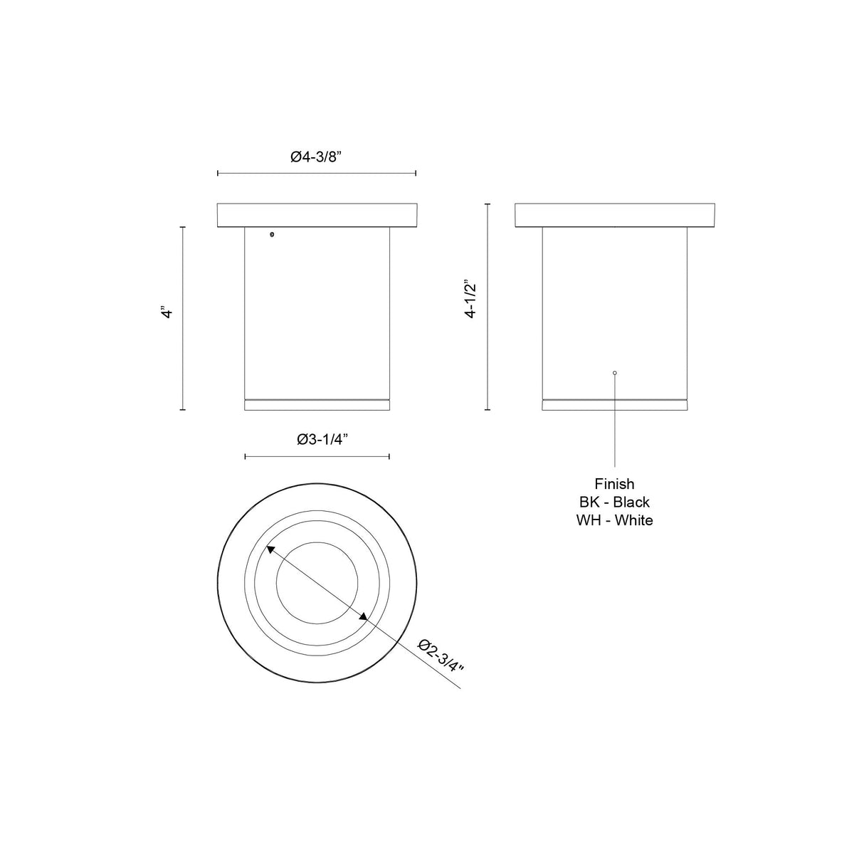 Kuzco Architectural Lorna 4-in (3-in Dia.) Ceiling Mount