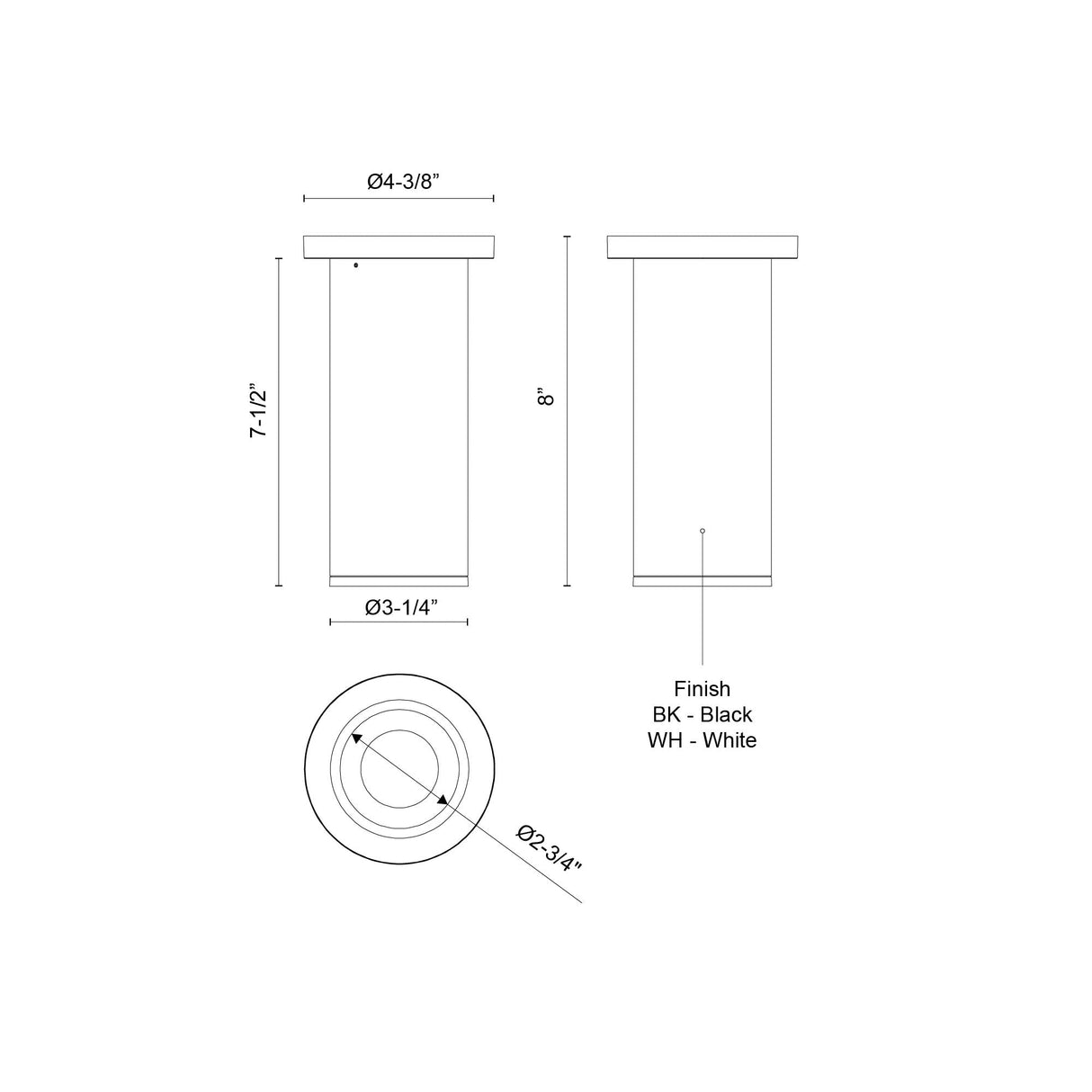 Kuzco Architectural Lorna 8-in (3-in Dia.) Ceiling Mount