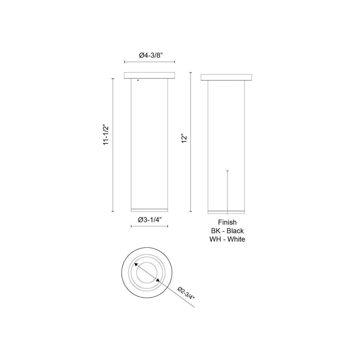 Kuzco Architectural Lorna 12-in (3-in Dia.) Ceiling Mount