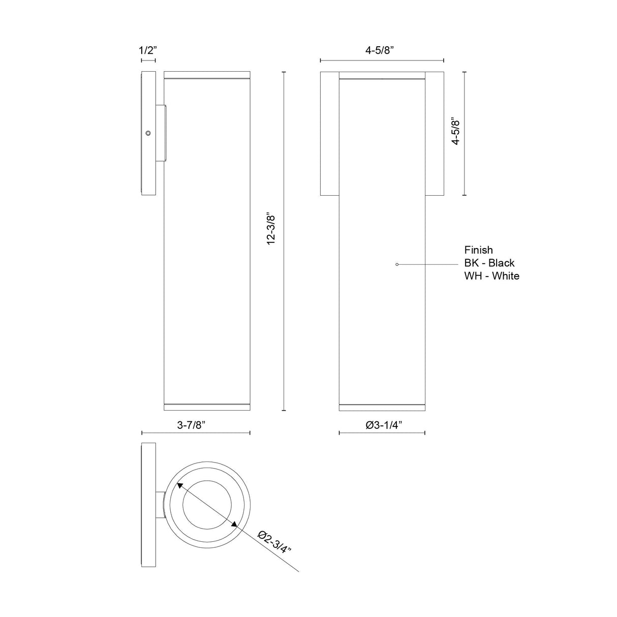 Kuzco Architectural Lorna 12-in (3-in Dia.) Exterior Wall Sconce