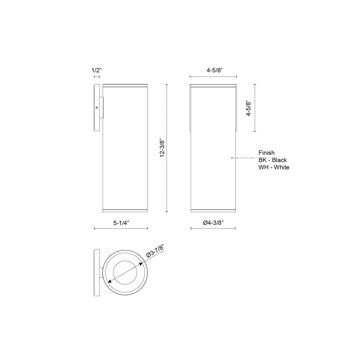 Kuzco Architectural Lorna 12-in (4-in Dia.) Interior/Exterior Wall Sconce