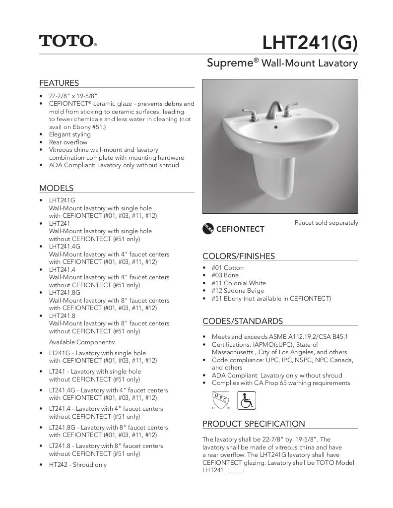 Supreme®Wall Mount Lavatory