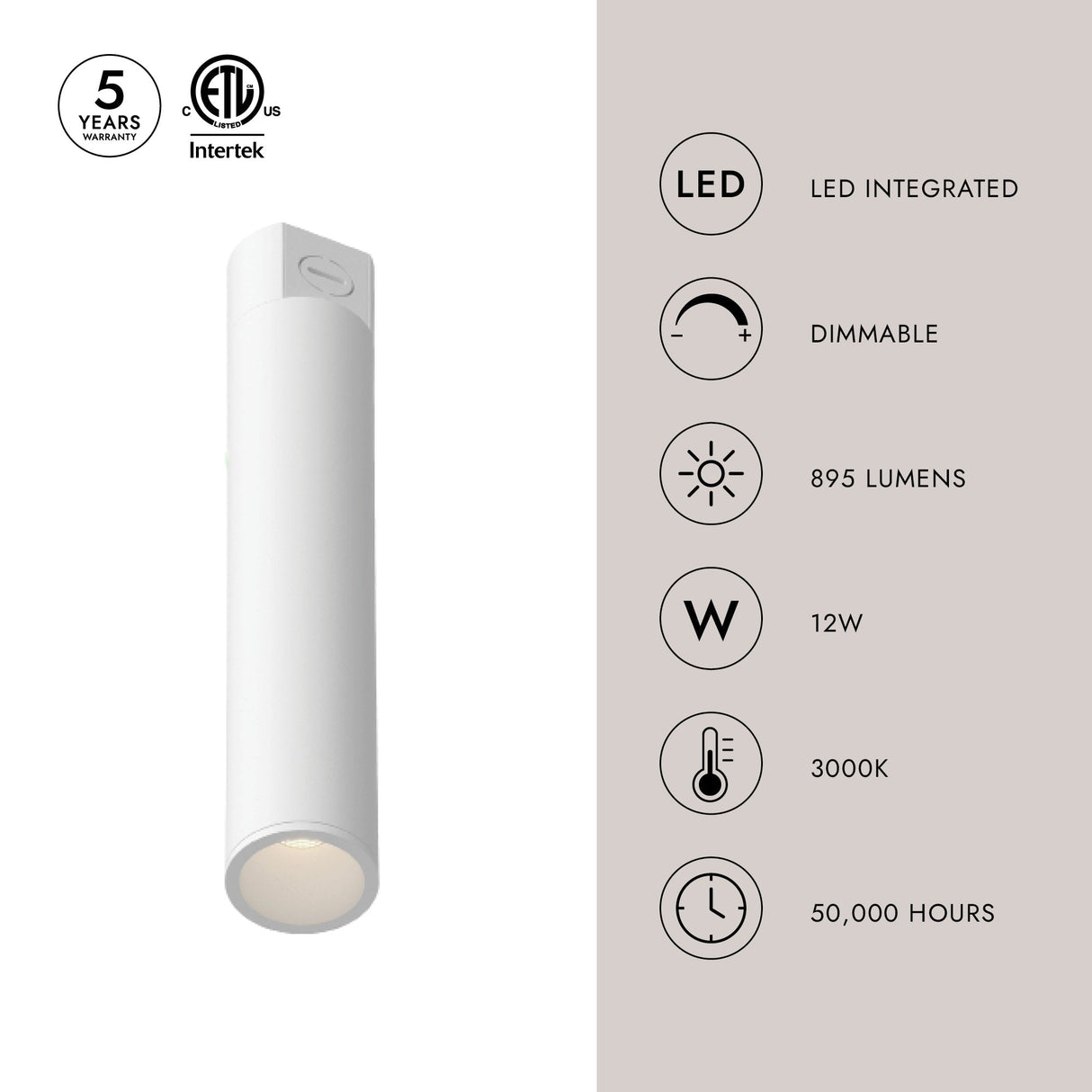 Kuzco Architectural Lorna 13-in (2-in Dia.) Concrete Ceiling Mount