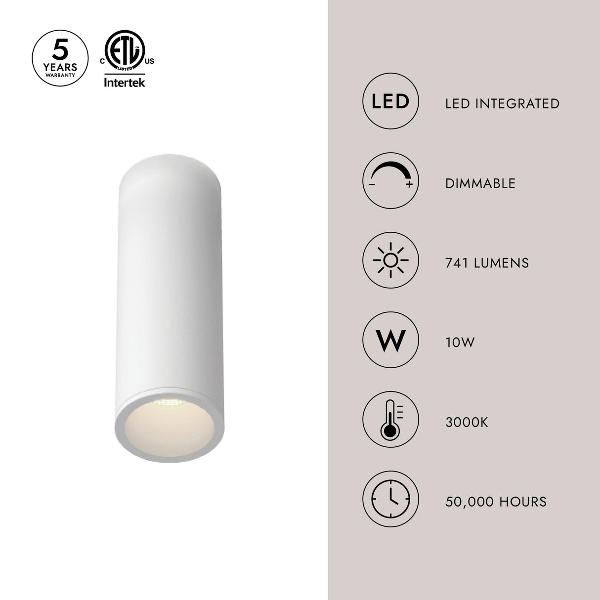 Kuzco Architectural Lorna 7-in (2-in Dia.) Flush Mount