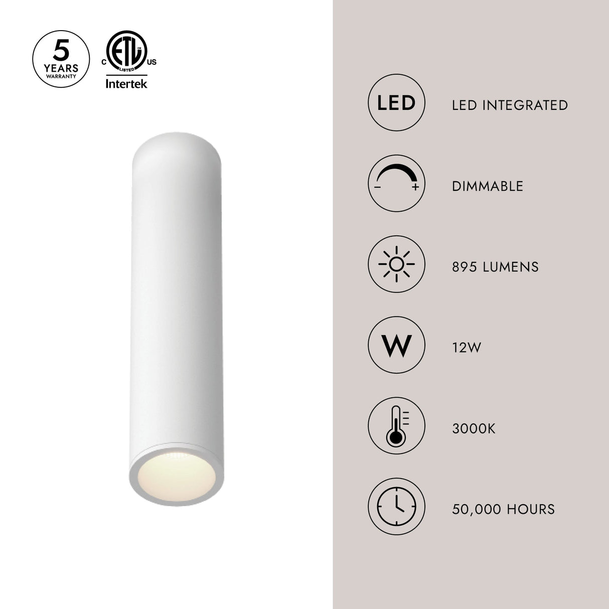 Kuzco Architectural Lorna 11-in (2-in Dia.) Flush Mount