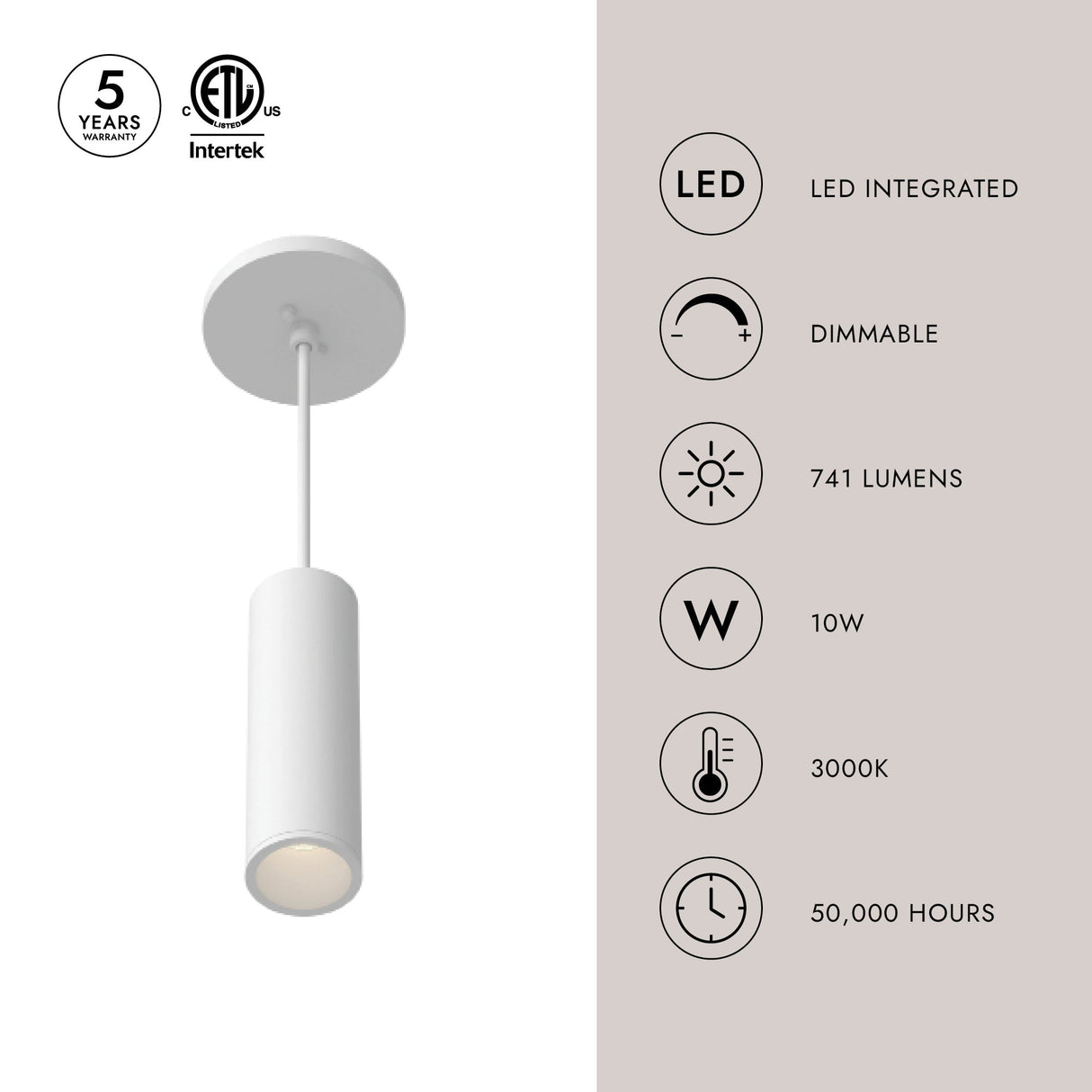 Kuzco Architectural Lorna 8-in (2-in Dia.) Pendant
