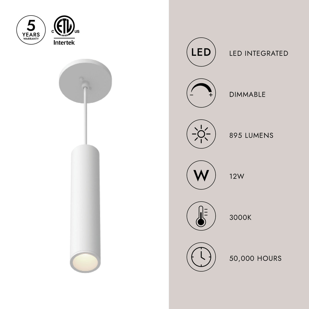Kuzco Architectural Lorna 12-in (2-in Dia.) Pendant