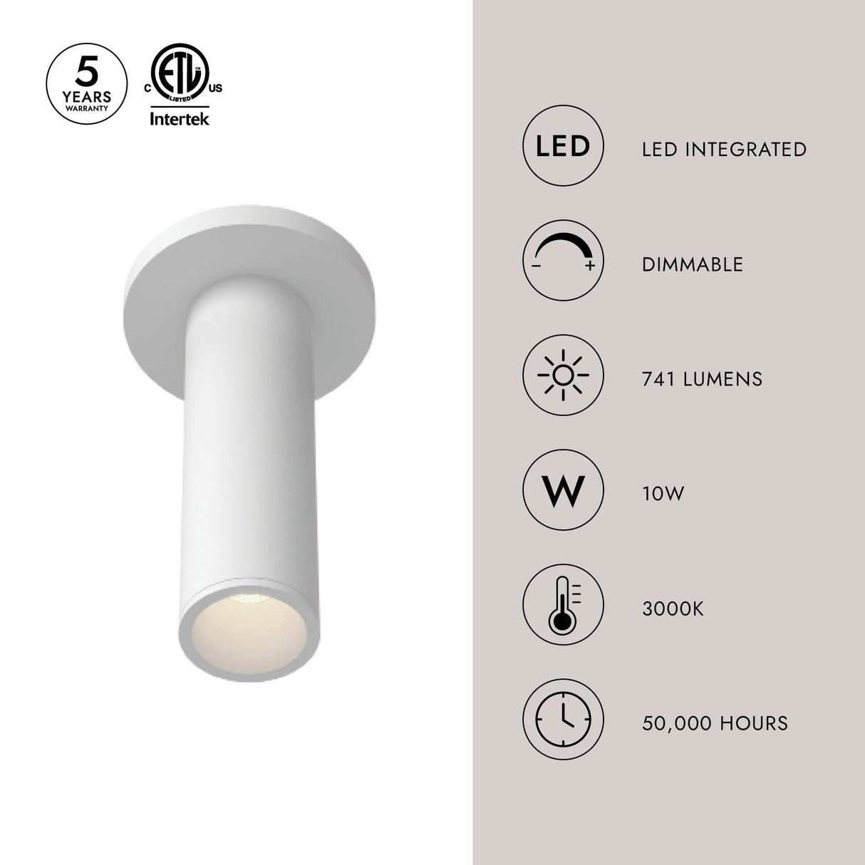 Kuzco Architectural Lorna 8-in (2-in Dia.) Ceiling Mount
