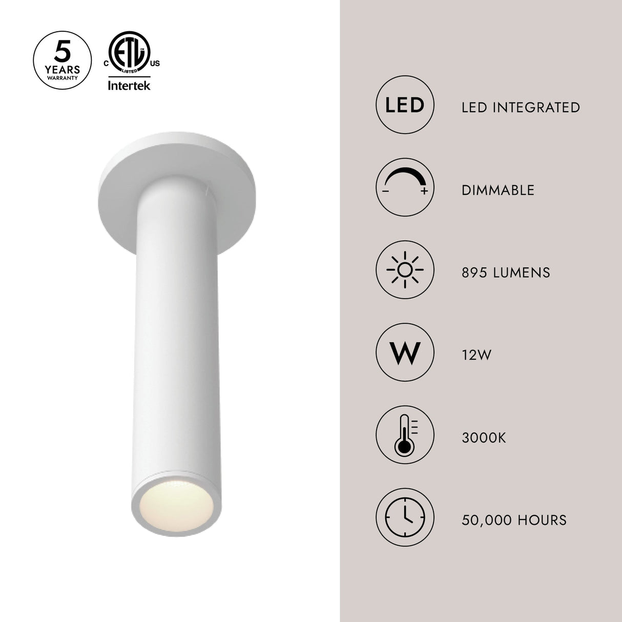 Kuzco Architectural Lorna 12-in (2-in Dia.) Ceiling Mount