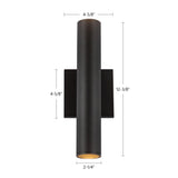 Kuzco Architectural Lorna 12-in (2-in Dia.) Wall Sconce Up/Down Light