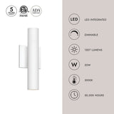 Kuzco Architectural Lorna 12-in (2-in Dia.) Wall Sconce Up/Down Light