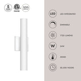 Kuzco Architectural Lorna 16-in (2-in Dia.) Wall Sconce Up/Down Light