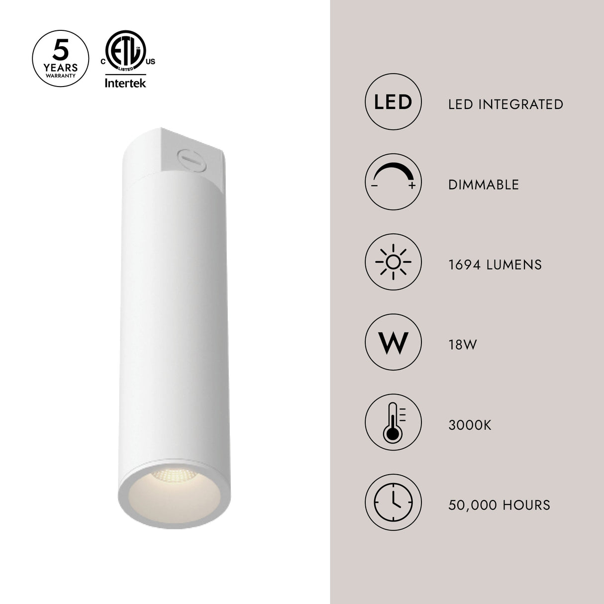 Kuzco Architectural Lorna 14-in (3-in Dia.) Concrete Ceiling Mount